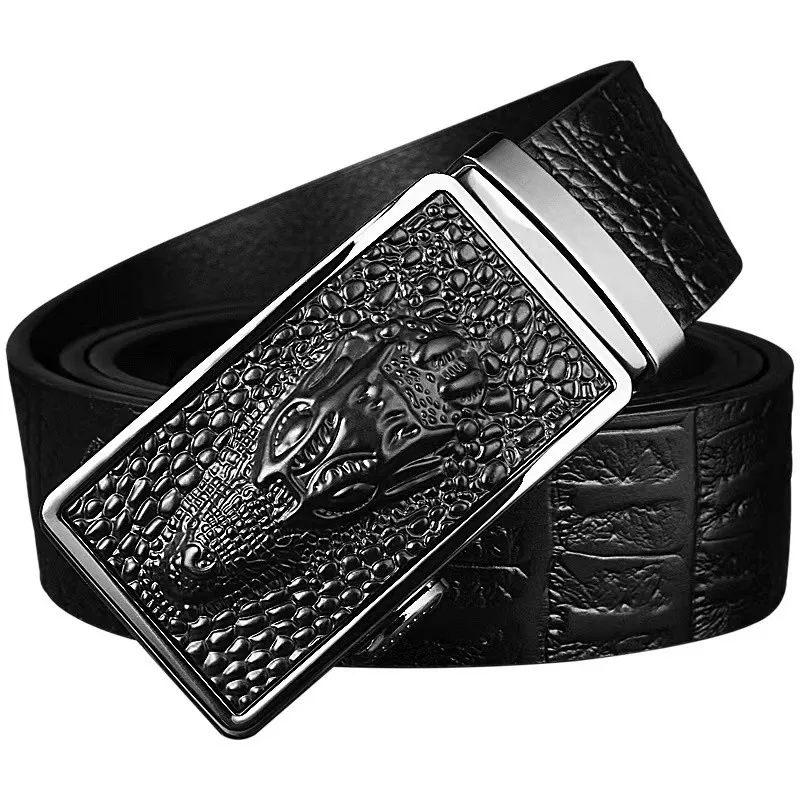 Crocodile Pattern Belt Fashion Mature Men's Belt Automatic Buckle Business Trend Versatile Pure Cowhide Business Belt