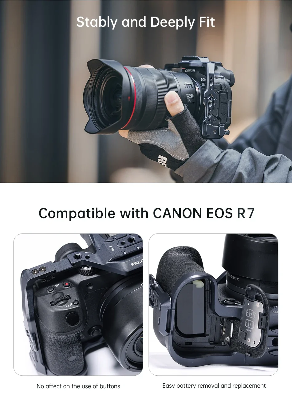 FALCAM F22 DSLR-камера клетка для камеры Canon EOS R7 полная быстросъемная пластина