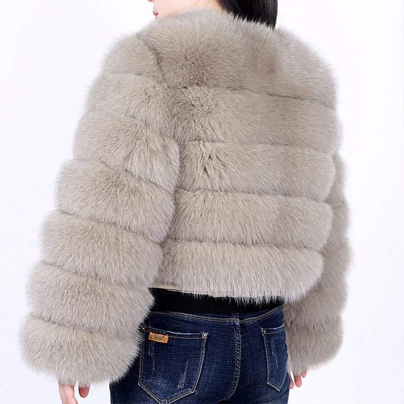 Fashion New Natural Real Fox Fur Coat For Women Warm Thicken Solid Vest Jackets Winter Women's Slim Overcoats Sleeve Removal