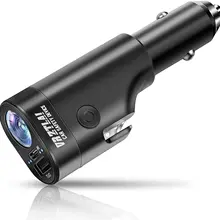 6 In 1 Car Charger Adapter  With LED Flashlight Fast Charging Emergency Window Breaker Belt Cutter Multi-function Phone Charger