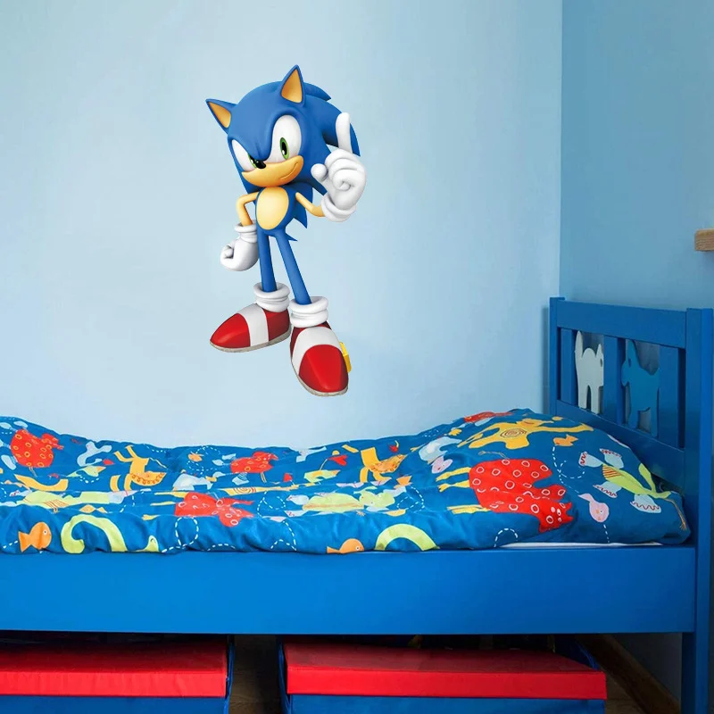 Звуковые наклейки на стену «Ежик», новые Мультяшные аниме наклейки, детская комната, граффити, ПВХ Самоклеящиеся игровые плакаты, украшение