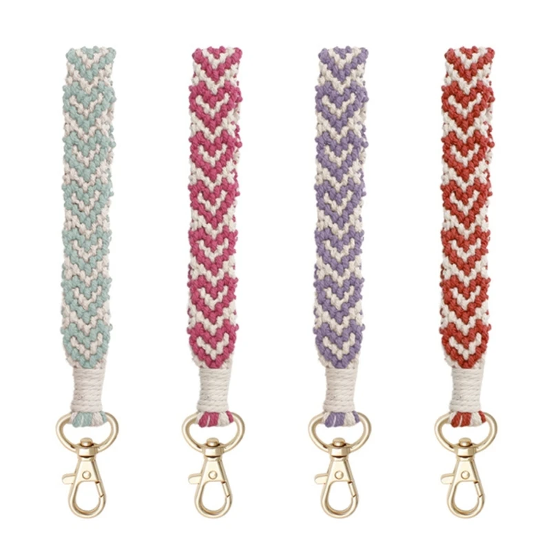 

Boho Wristlet Keychain Wallet Macrame Lanyard Keychain Bracelet For Women Boho Keyring Bracelet Handmade Drop shipping