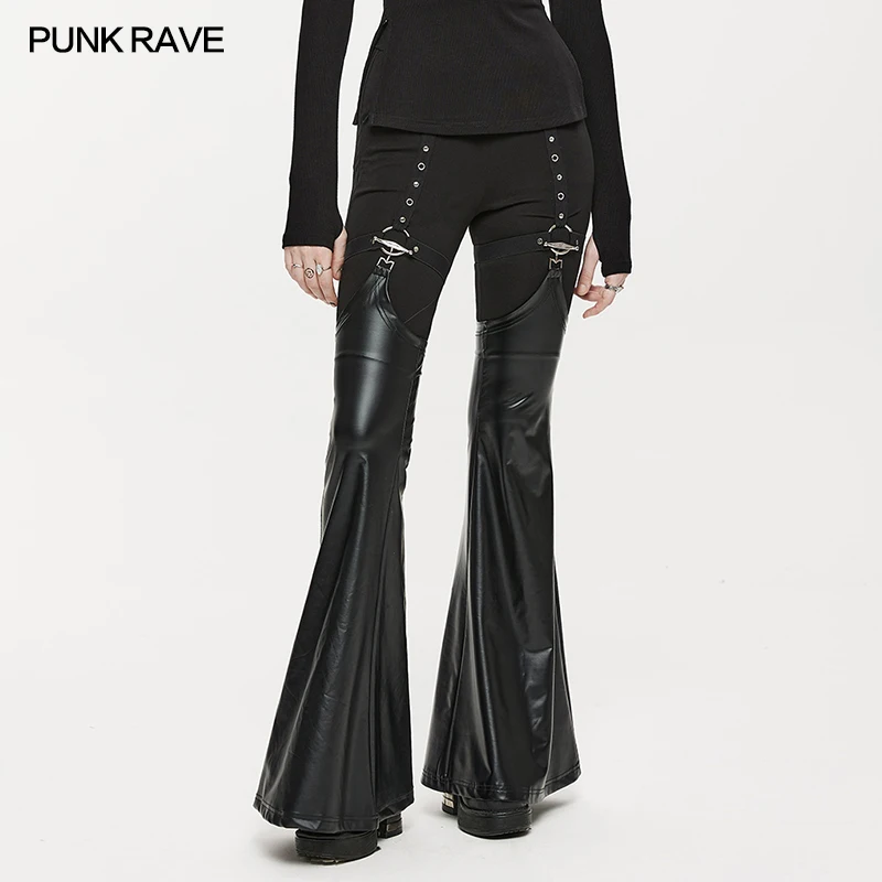 PUNK RAVE Women's Punk Detachable Leg Warmers Pants +two Piece Removable Gohic Personalized Trousers Flare Pants