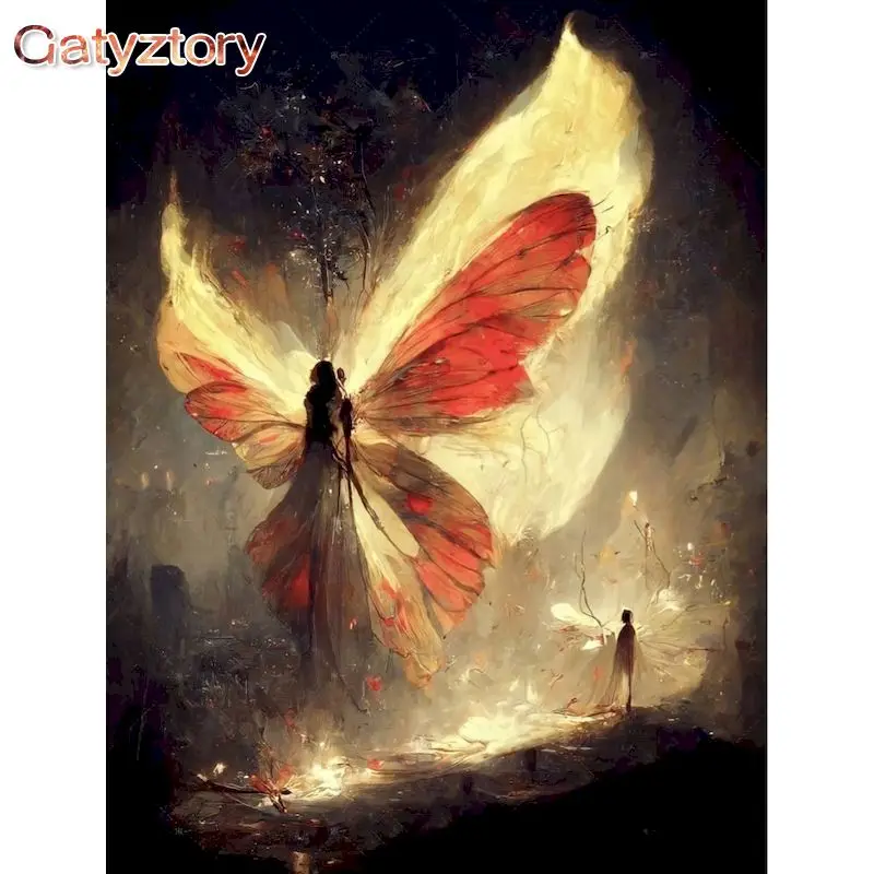 GATYZTORY Рамка Бабочка эльф пейзаж DIY искусственная акриловая краска по номерам