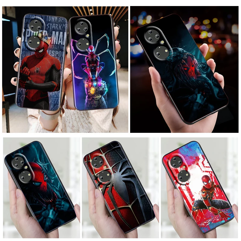 

Marvel SpiderMan Venom Phone Case For Huawei P50 P40 P30 P20 Lite 5G Nova Y70 Plus 9 SE Pro 5T Y9S Y9 Prime Y6 2019 Black