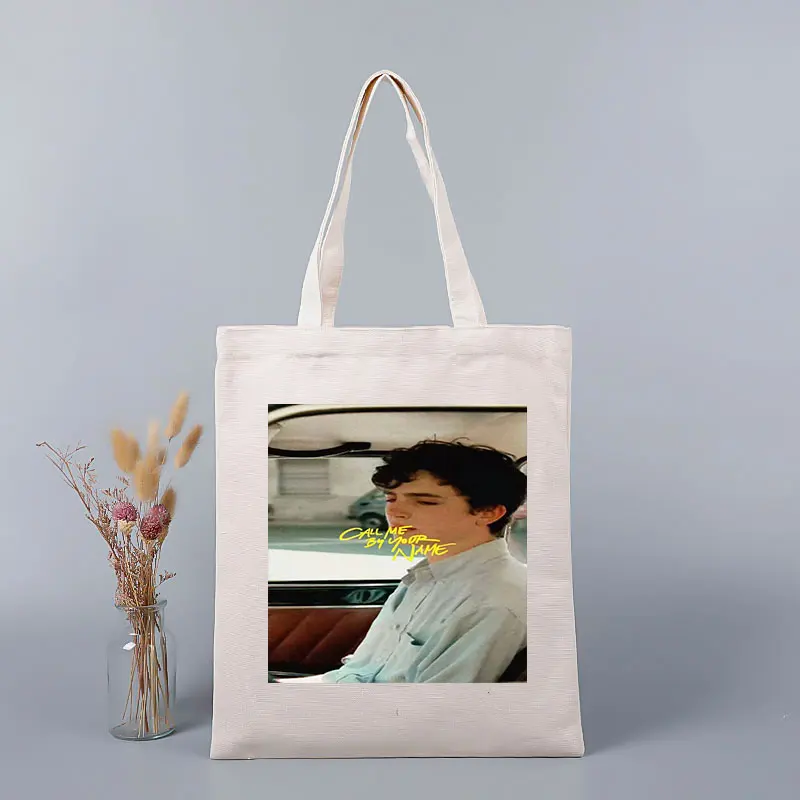 

Холщовая сумка-шоппер с принтом Call Me By Your Name, эко-сумка для покупок, большая сумка-шоппер с молнией, вместительные сумки через плечо