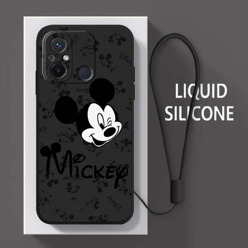 

Mickey Minnie Cute For Xiaomi Redmi 12C 11 Prime A1 10 10X 9 9A 9T 9AT 8 K50 Gaming Pro 4G 5G Liquid Rope Phone Case Coque Capa