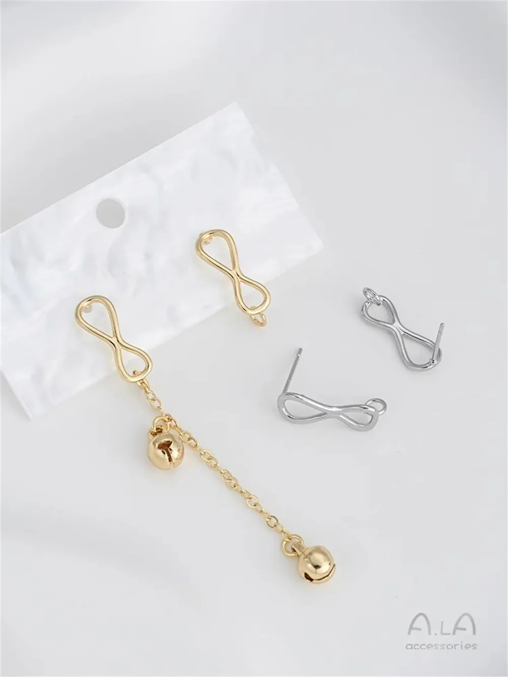 14-каратное позолоченное 8-образные серьги с кольцами серебряные иглы 925 пробы