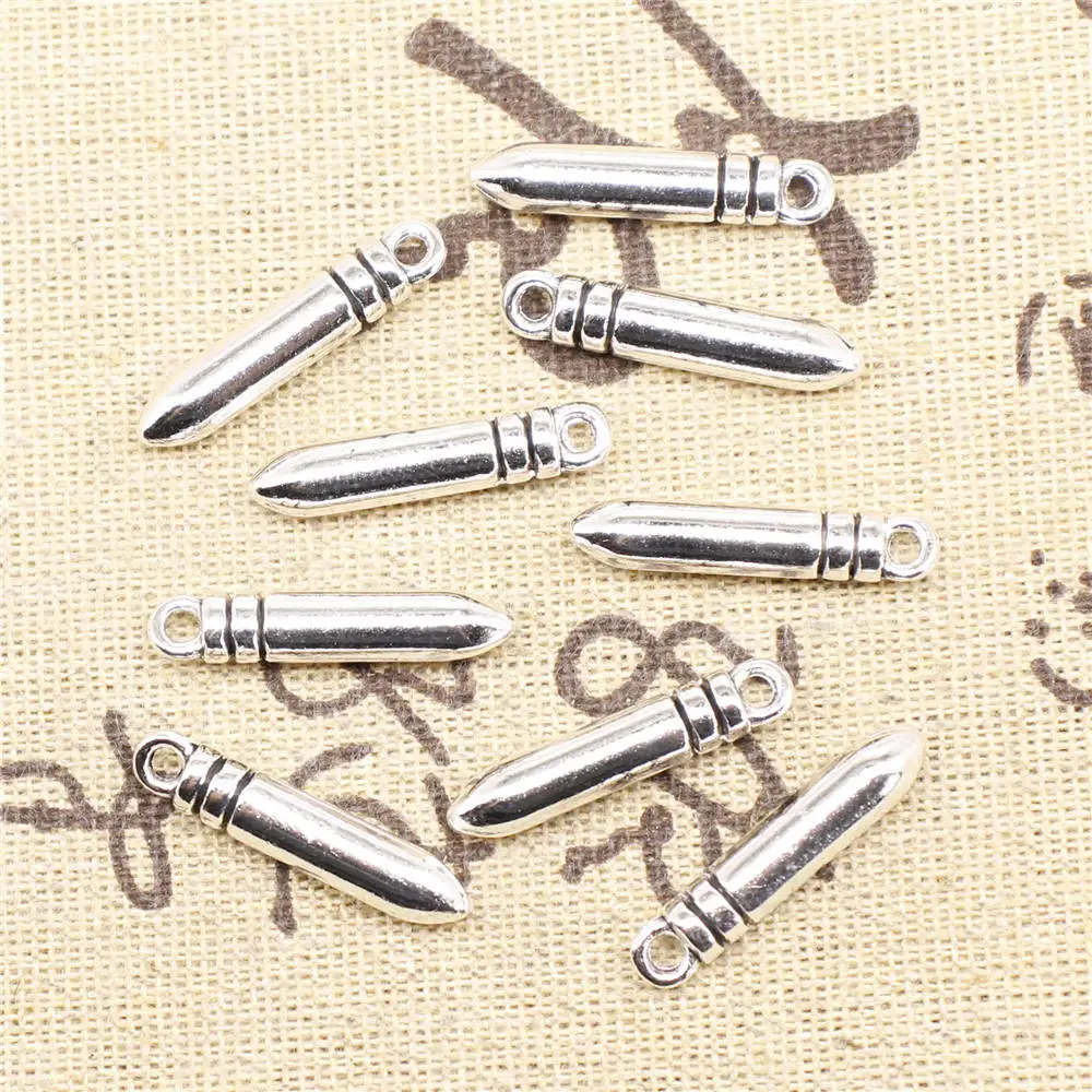 

Bullets Charm Pendants And Necklaces Component 5X24mm Antique Silver Color 10 Pieces