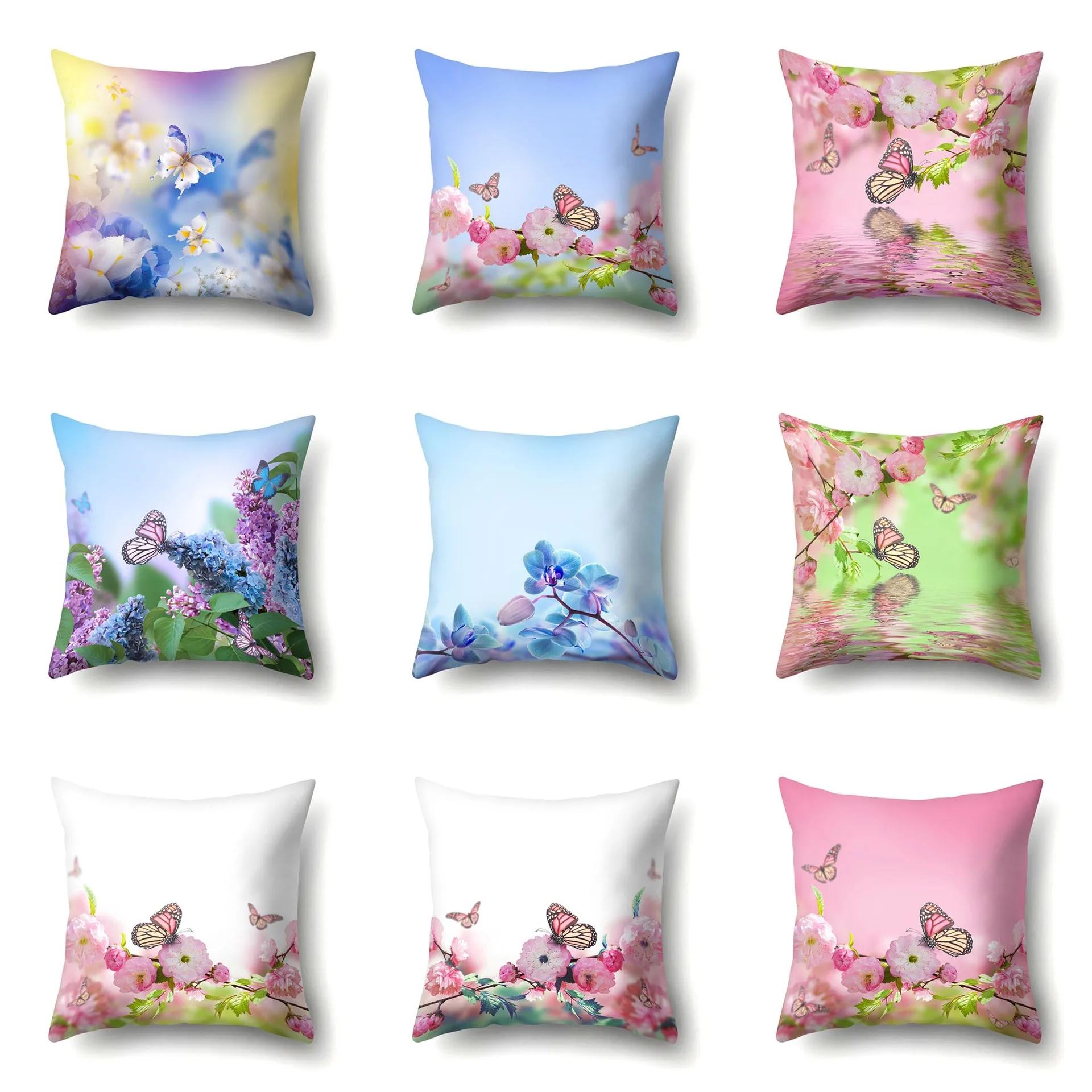 

Flowers and leaves polyester pillowcase waist pillowcase living room bedroom cushion cover sofa pillow cover