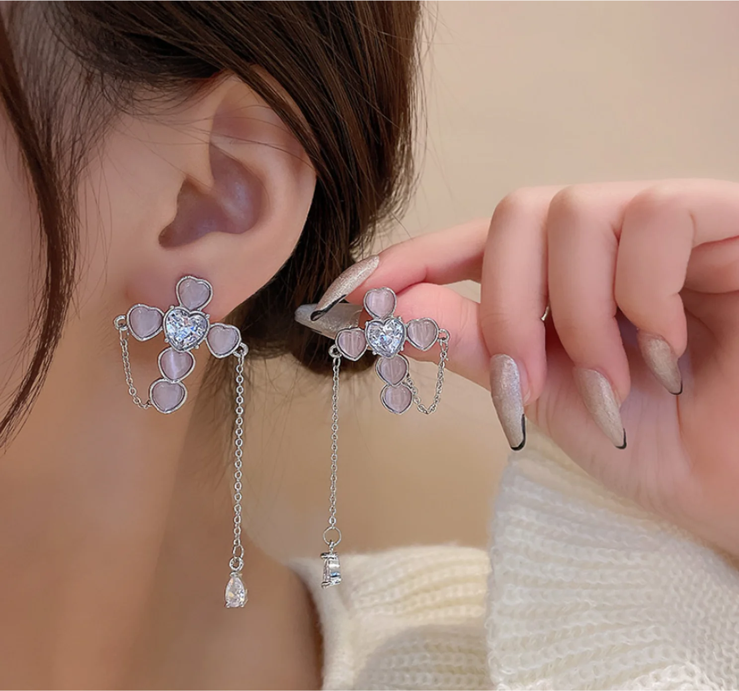 

new trend Heart shaped alloy zircon cross simple design earrings for women fashion jewelry