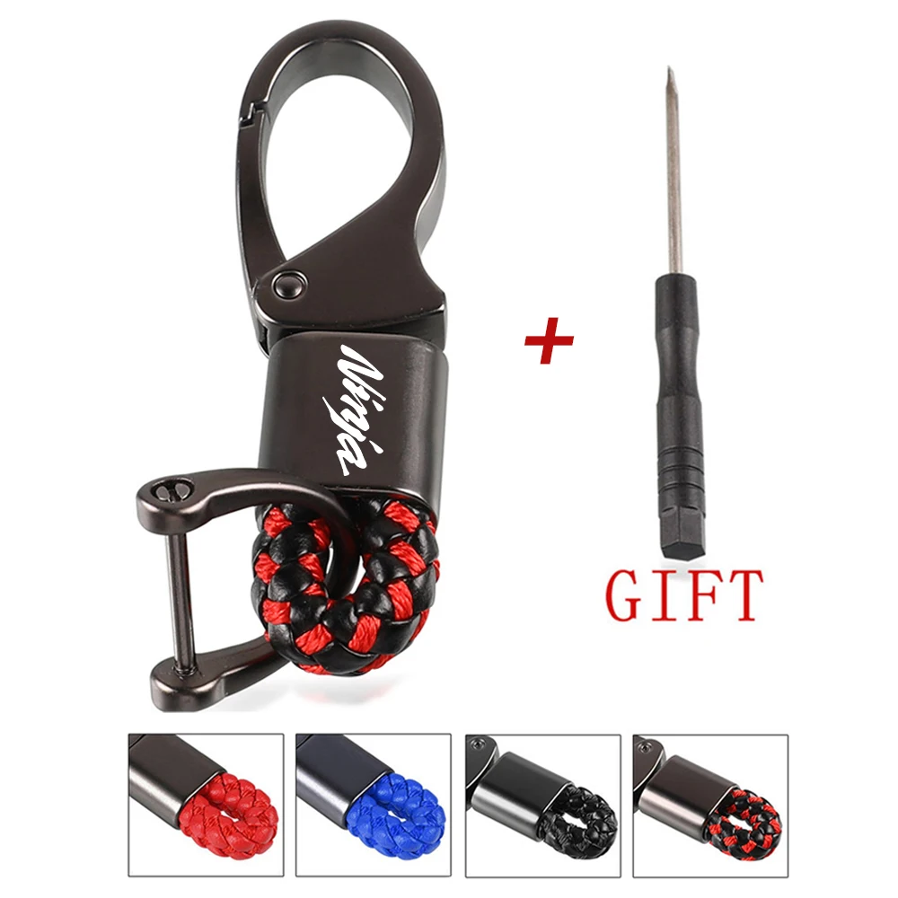 

NEW For Kawasaki Ninja 250 300 400 650 2010-2020 2021 2022 Keyring Custom Braided rope Keychain Key Ring Motorcycle Accessories