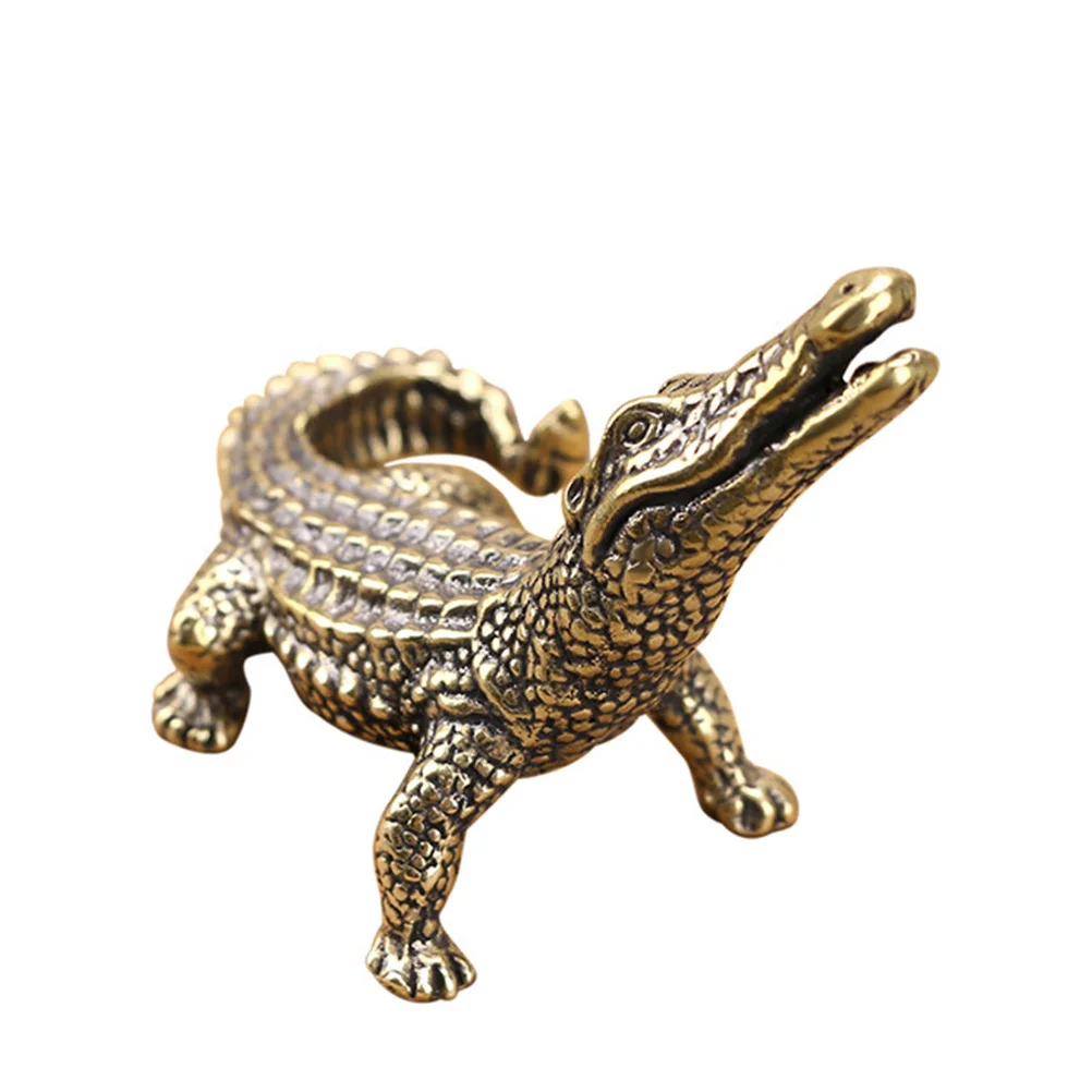 

Crocodile Ornament Simulation Animal Toy Figurine Decor Table Model Brass Decoration
