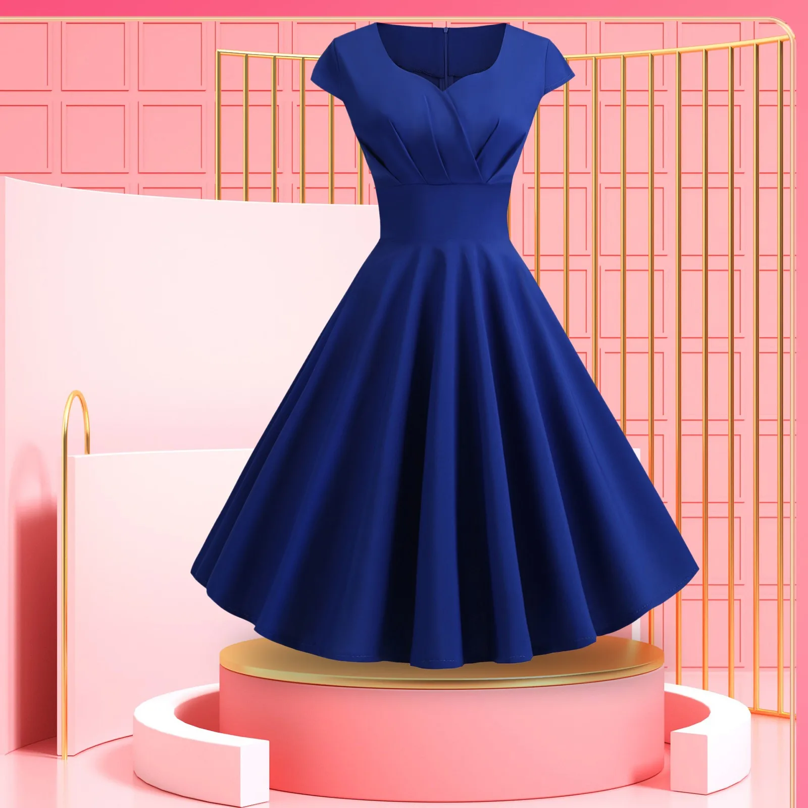 

Women Casual Polka Dot Short Sleeve Housewife Evening Party Prom Dress Female New In Dresses Elegant Bodycon Party Night Vestido