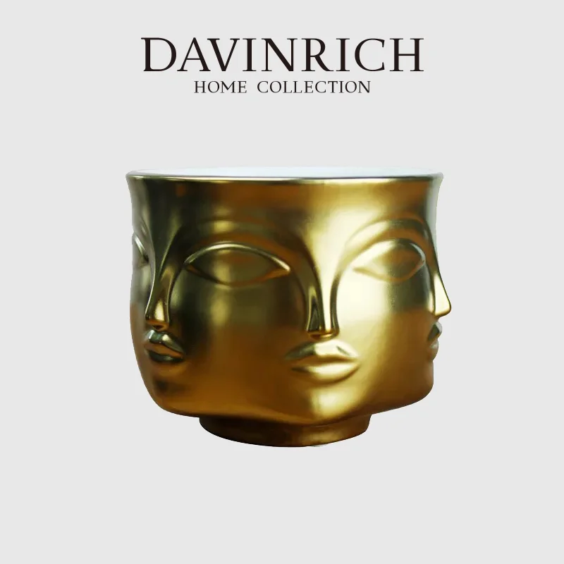 

Золотая керамическая Маленькая ваза DAVINRICH, декоративная чаша с изображением кактуса, украшение для дома и ключей, ваза для гостиной