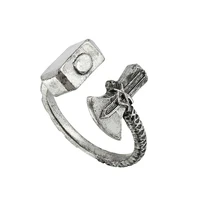 new film and television around viking thor axe ring opening adjustable jewelry for men punk party jewelry