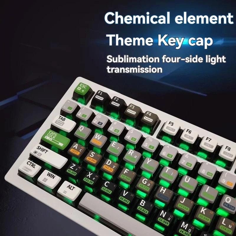 Набор колпачков для клавиш с химическими элементами полупрозрачная