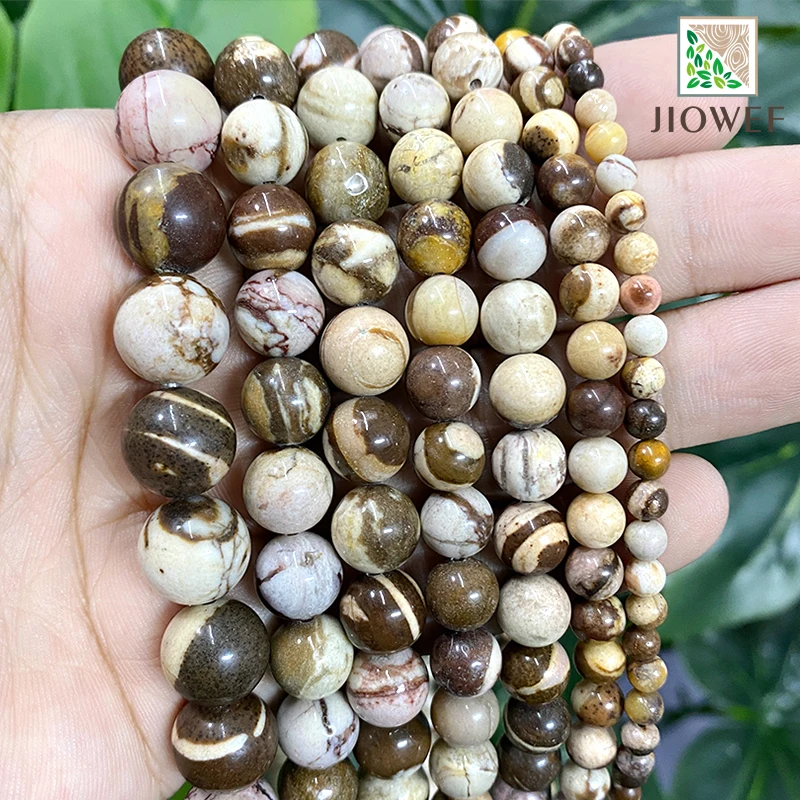 

Natural Smooth Australia Zebra Round Loose Beads For Handmade Jewelry Making DIY Bracelet Accessories 15" Strand 4/6/8/10/12mm