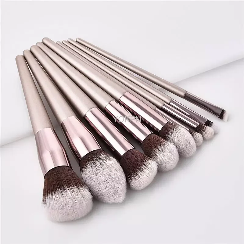 

Champagne makeup brushes set for cosmetic foundation powder blush eyeshadow kabuki blending make up brush beauty tool