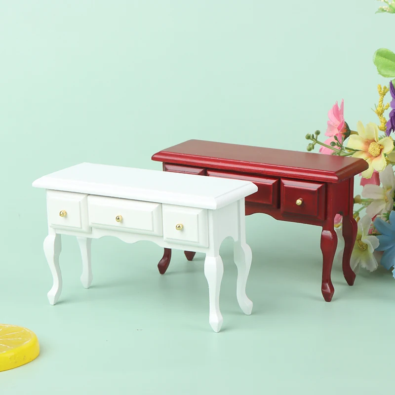 

1/12 Dollhouse Miniature Wood Retro Book desk Model Furniture Decor Toys
