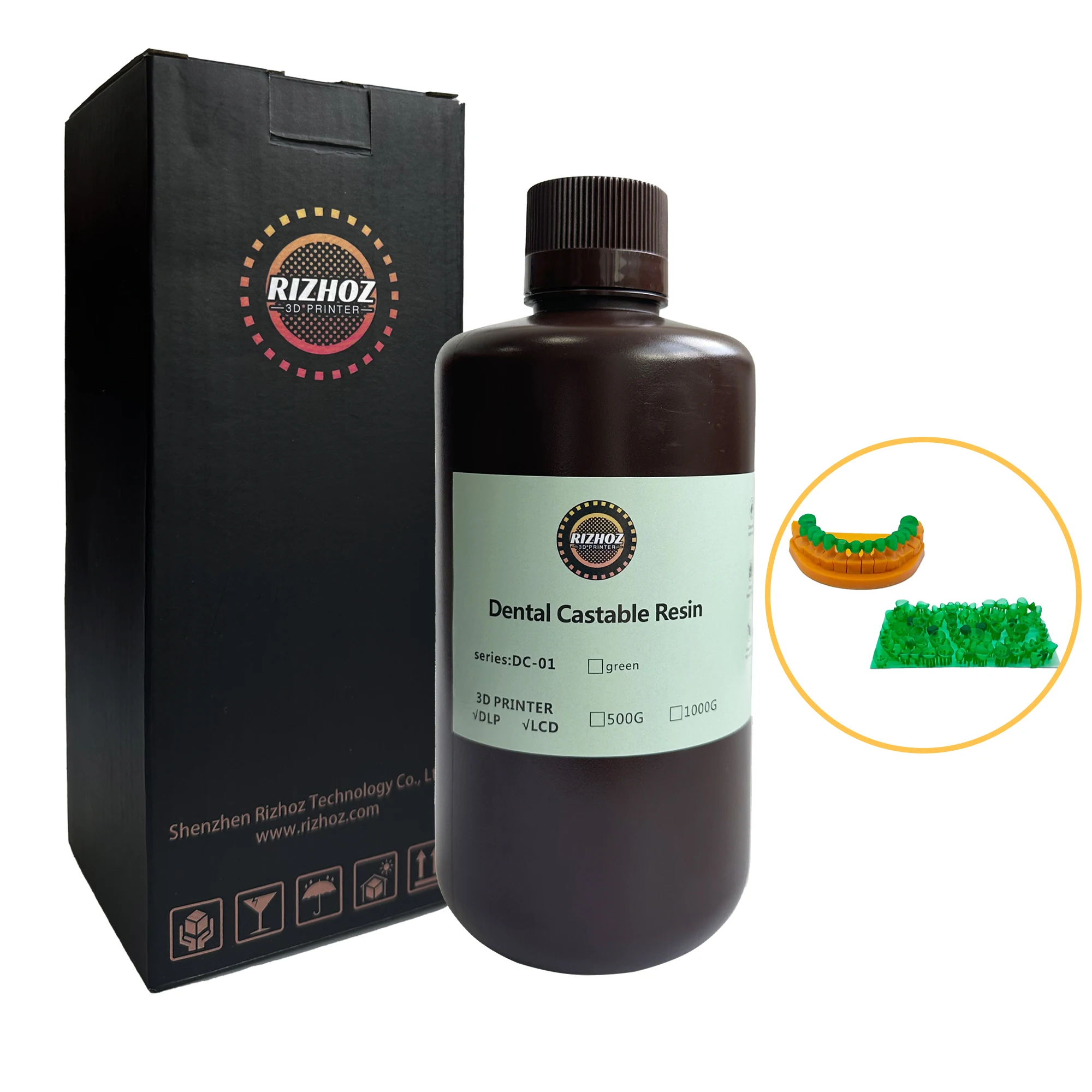Стоматологическая литая Смола RIZHOZ для 3D-принтера-Высокая точность без остатка