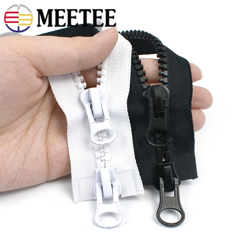 8# Meetee Resin Zipper 60-250cm Double Sliders Open End Zip Down Jacket Coat Tent Black Zippers DIY Sewing Clothing Accessories images - 6