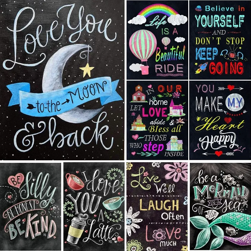 

5D Diamond Painting Full Square/Round Inspirational Quotes Diamond Art Kits Diamond Dots Painting with Round Art Gems for Adults