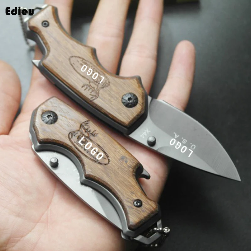 57HRC Мини ножи складной тактический нож стальной деревянный боевой портативный