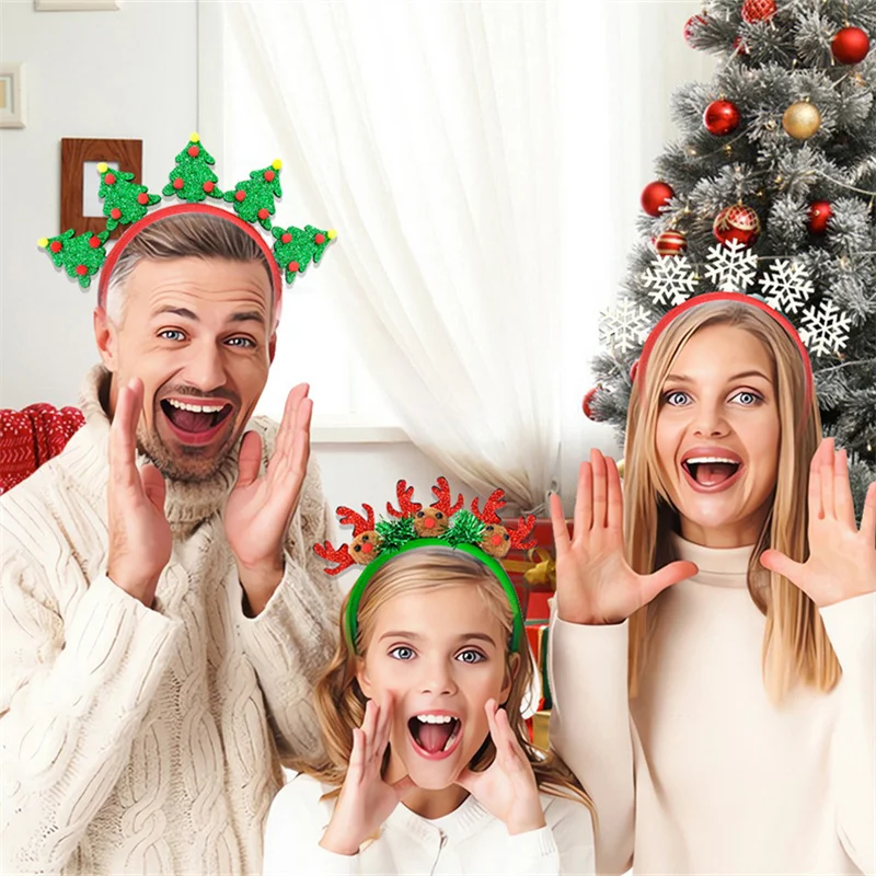 Новинка 2024 Рождественская повязка для волос с рогом оленя женская Санта-Клауса