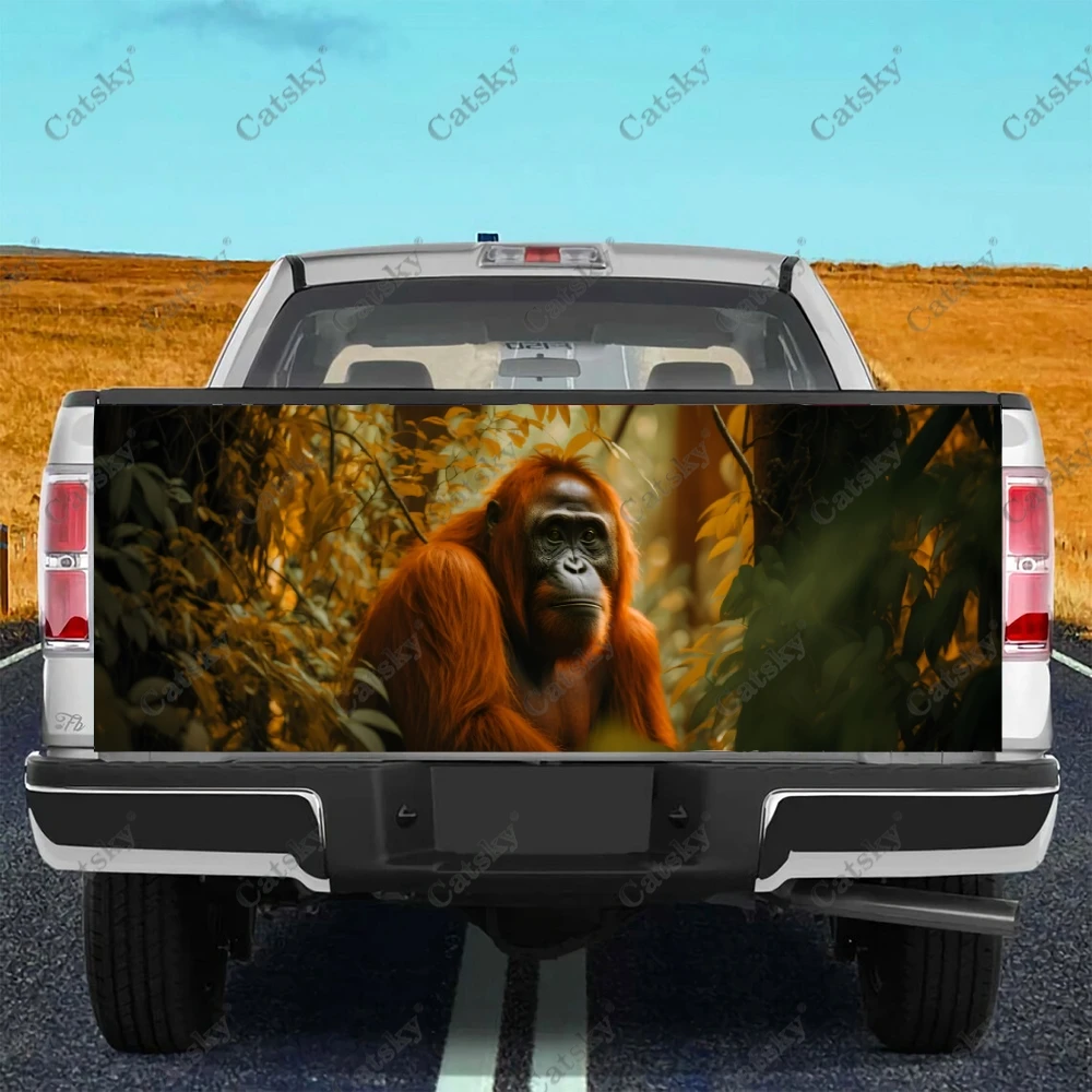 

Забавная повязка на заднюю дверь в виде животного, орангутан, грузовик обезьяны, универсальный материал профессионального класса, подходит для полноразмерных грузовиков, устойчив к атмосферным воздействиям