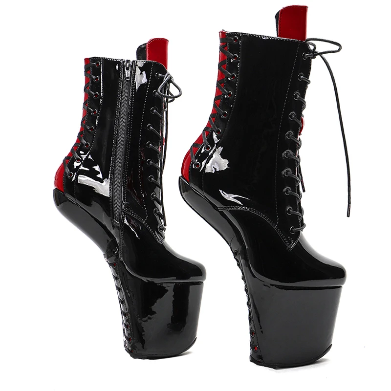 Leecabe Heelles Lace Up Ankle Boots Sexy Exotic Pole Dance Stripper young trend fashion color matching shoes