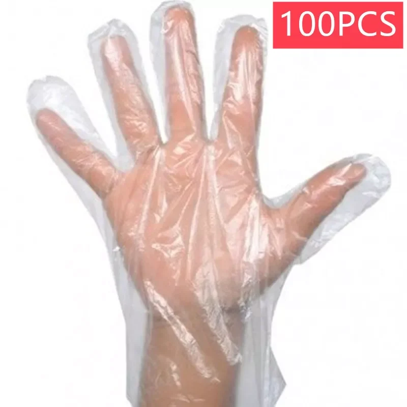 

100pcs Clear Disposable Food Gloves Eco-friendly Disposable Plastic Gloves For Restaurant Hotel Handling Raw Chicken