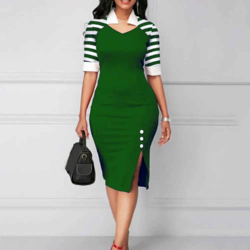 

Women Formal Dress Plaid Patchwork Striped Split Summer Slim-fitting Bodycon Elegant Party Dress for Wedding Party Banquet