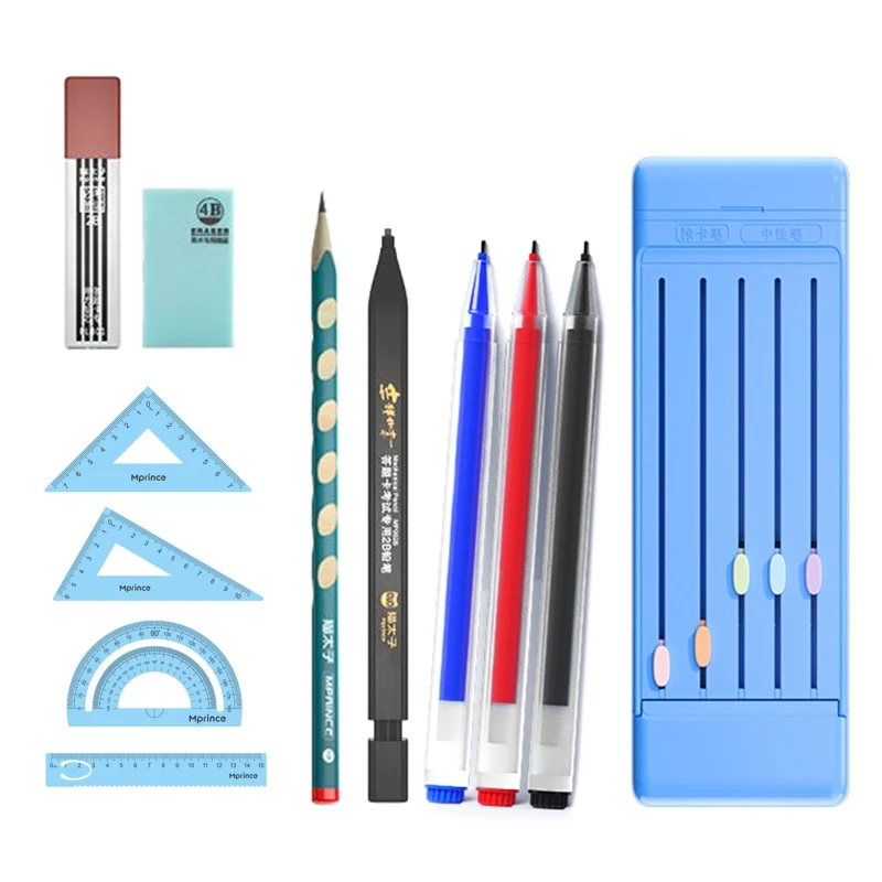 

Multi-functional Pencil for Case Set Includes Gel Pens Pencils Eraser Rulers Gift Stationery Set for Kids Students Class