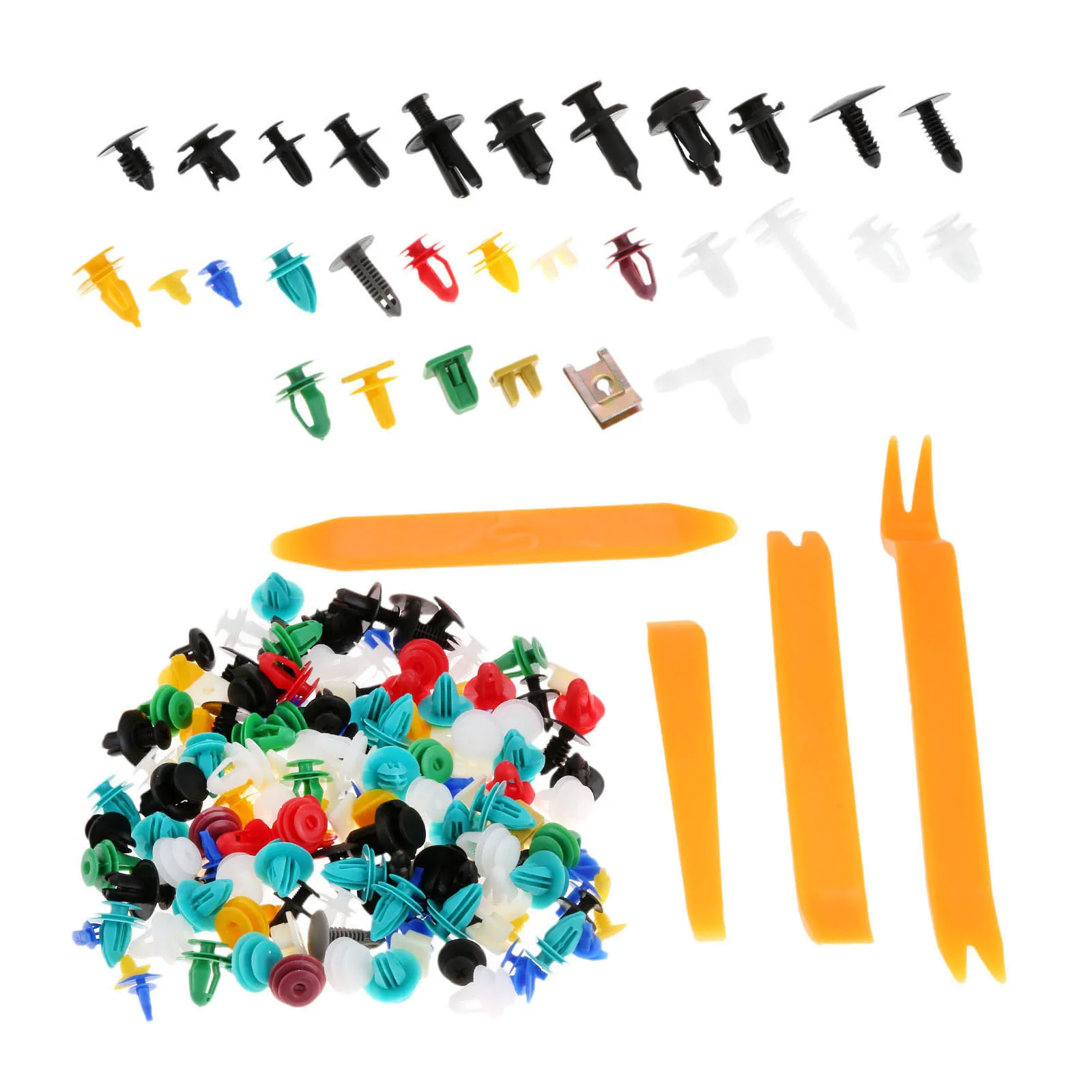 

500Pcs Mixed Auto Fastener Fender Bumper Liner Clip Retainer Rivet Car Radio Panel Trim Dash Audio Removal Installer Pry Tool