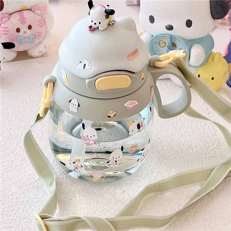 

Cute Cartoon Kawaii Sanrioed Pochacco Cloud Lovely Large Capacity Straw Cup Portable Juice Double Drinking Cup