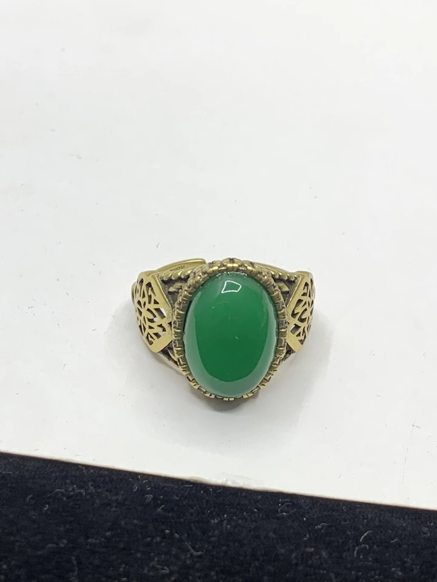 

New Green Agate Premium Personalized Open Ring