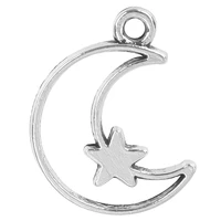 10pcslot simple fashion zinc alloy charms pendant silver moon shape charm pendants for diy jewelry making finding accessories