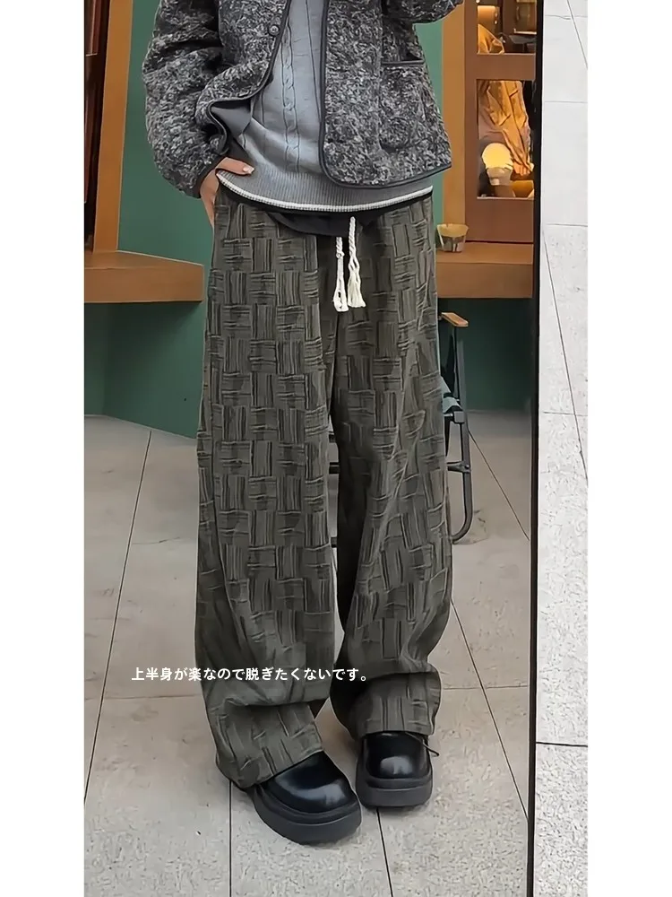 American Corduroy Loose Pants Men's Autumn and Winter Fleece-lined Thickened Wide Leg Sweatpants Straight Casual