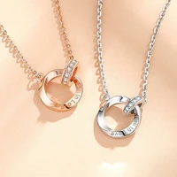 mobius two circle connected love pendant necklaces for women shiny crystal romantic rose goldwhite neck accessory jewelry gifts
