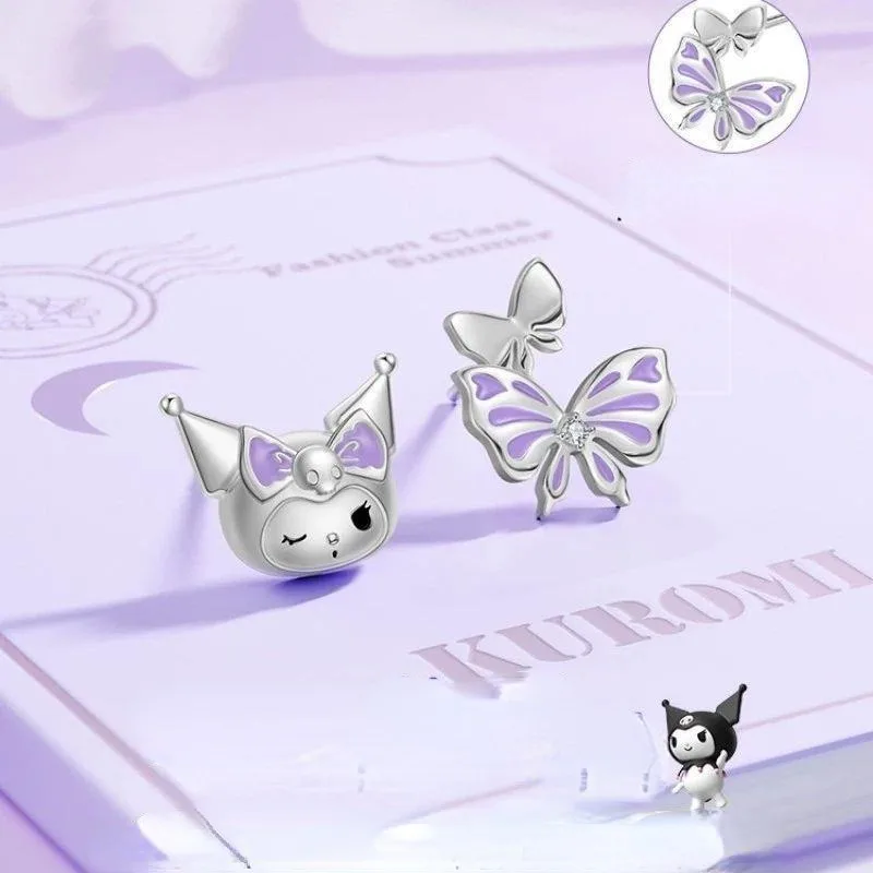 Асимметричные Серьги Sanrio Kuromi аниме серьги высокой красоты для девушек подвески с