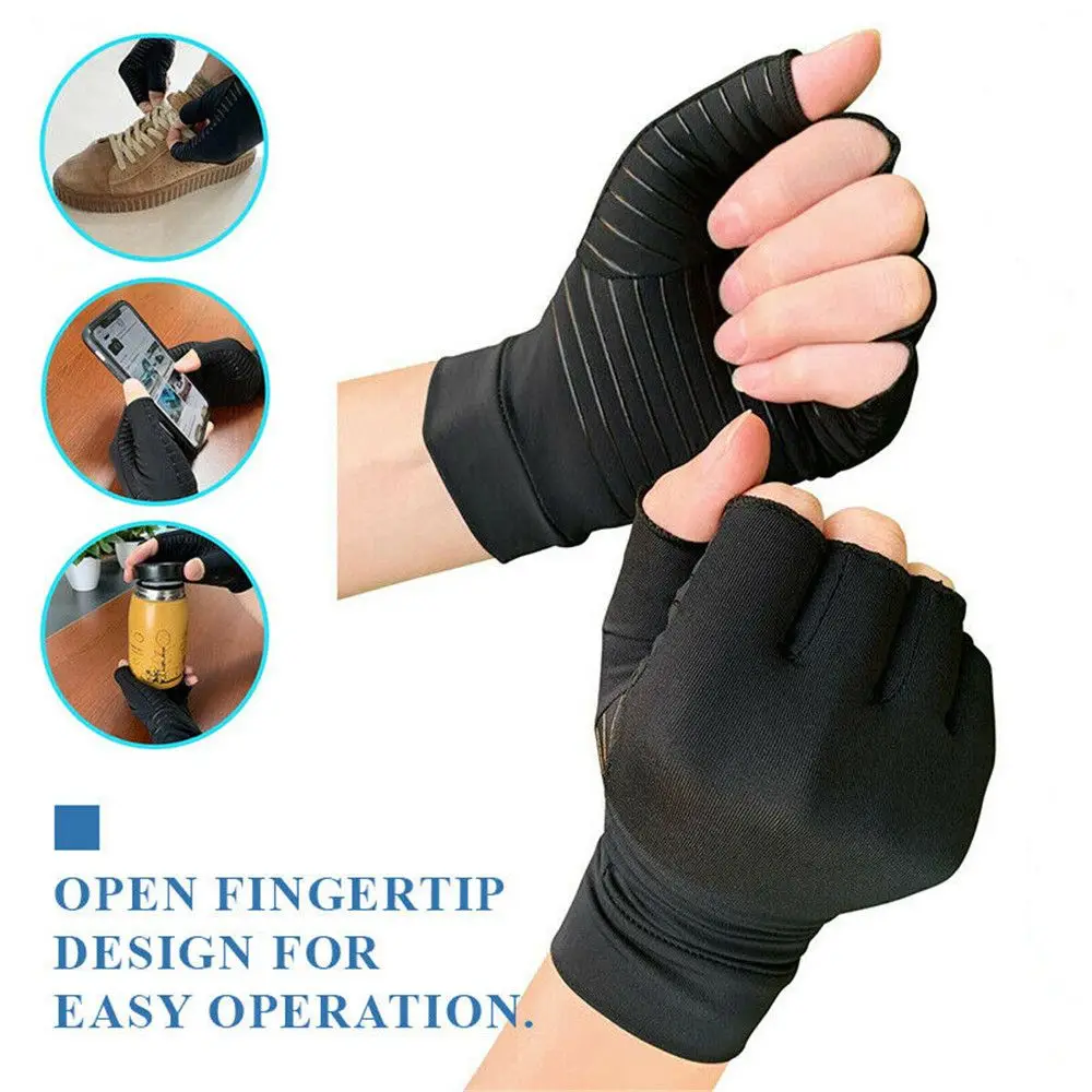 

Fashion Compression Copper Fishing Anti-Slip Cycling Mitten Hand Wrist Brace Sport Gloves Arthritis Gloves