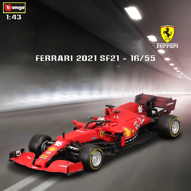 

Bburago 1:43 F1 style 2021 Ferrari F1 Formula SF21 55 16 Alloy Toy Car Model Carlos Sainz / Charles Leclerc Exclusive Race Car