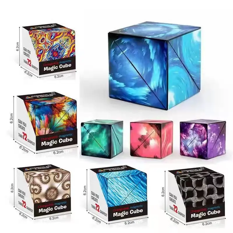 

3D Geometry Magnetic Magic Cube Multicolor Magnetic Change Irregularly Space 3D Thinking Training Puzzle Cube Toys for Children