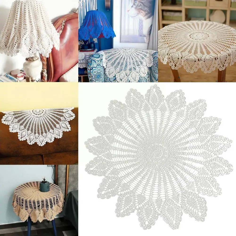 

Round Tablecloth Table Place Mat Vintage Crocheted Wedding Decoration Handmade Cover 75-80CM Tablecloth Crochet Table U1Y6