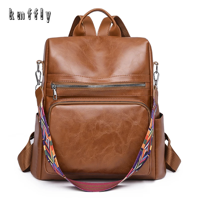 

Anti-theft Back Zipper Design Women's Backpacks 2023 New Arrival High Quality Solid Color Retro Ladies School Bags Sac à Dos