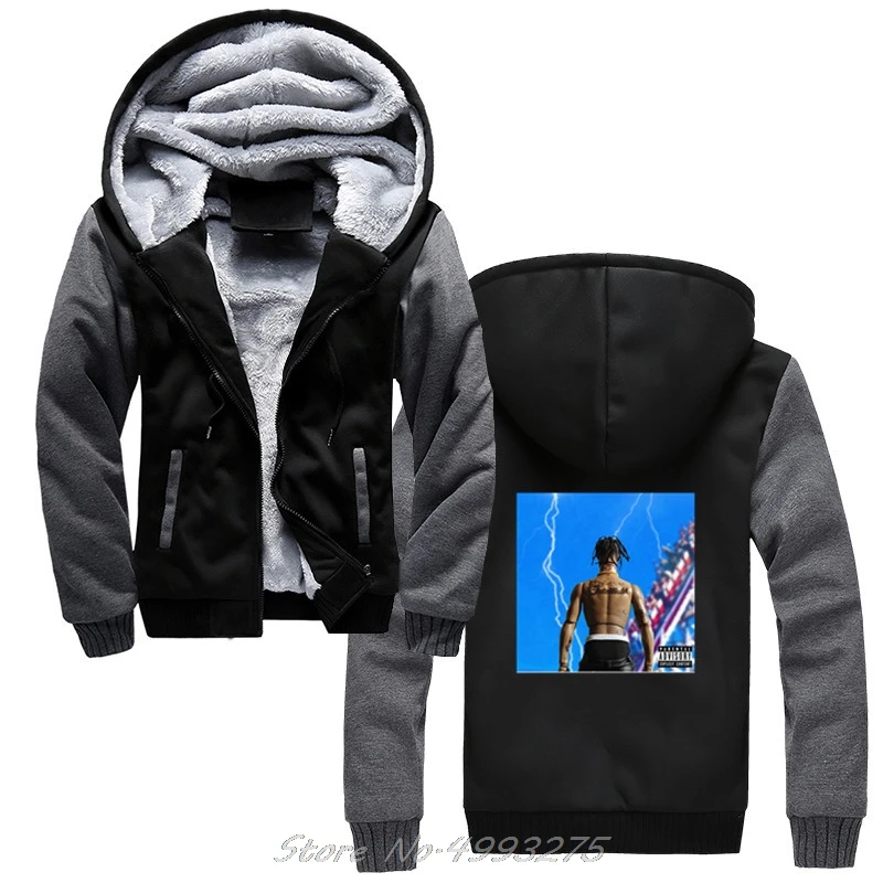 

Travis Scott Character ASTROWORLD Punk Rap hoodies Women/Men Fashion Wool Liner Jacket Thicken Sweatshirts