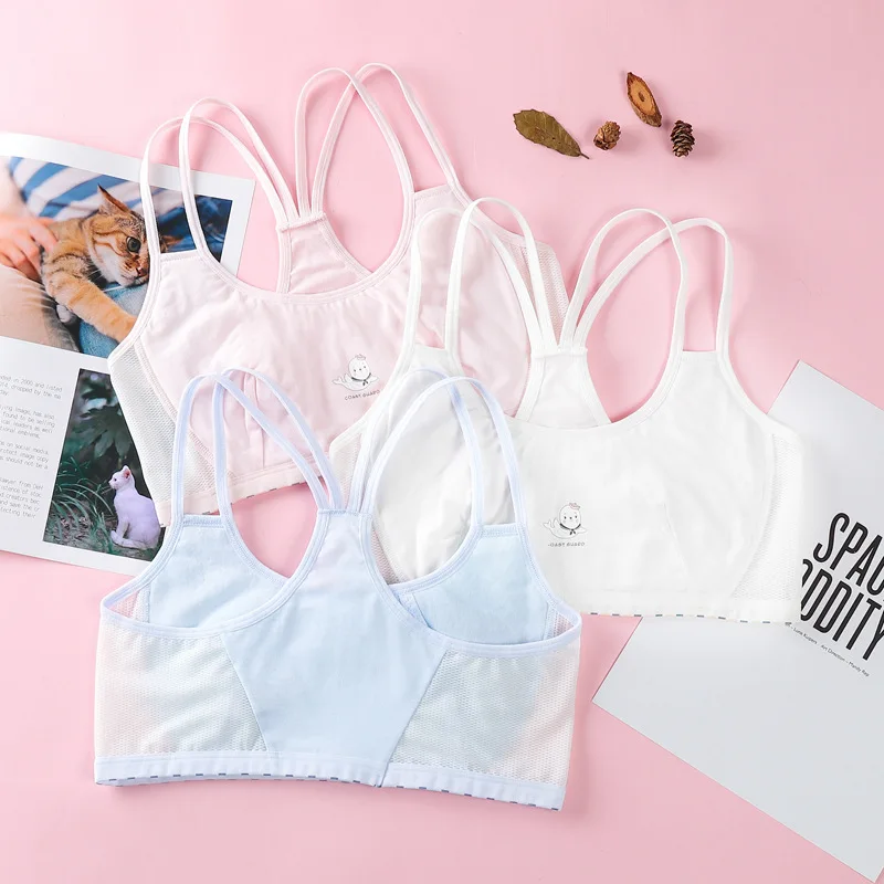 

Young Girl Teen Underwear Training Bra Thin Strap Kids Children Cotton Underwear Vest Top