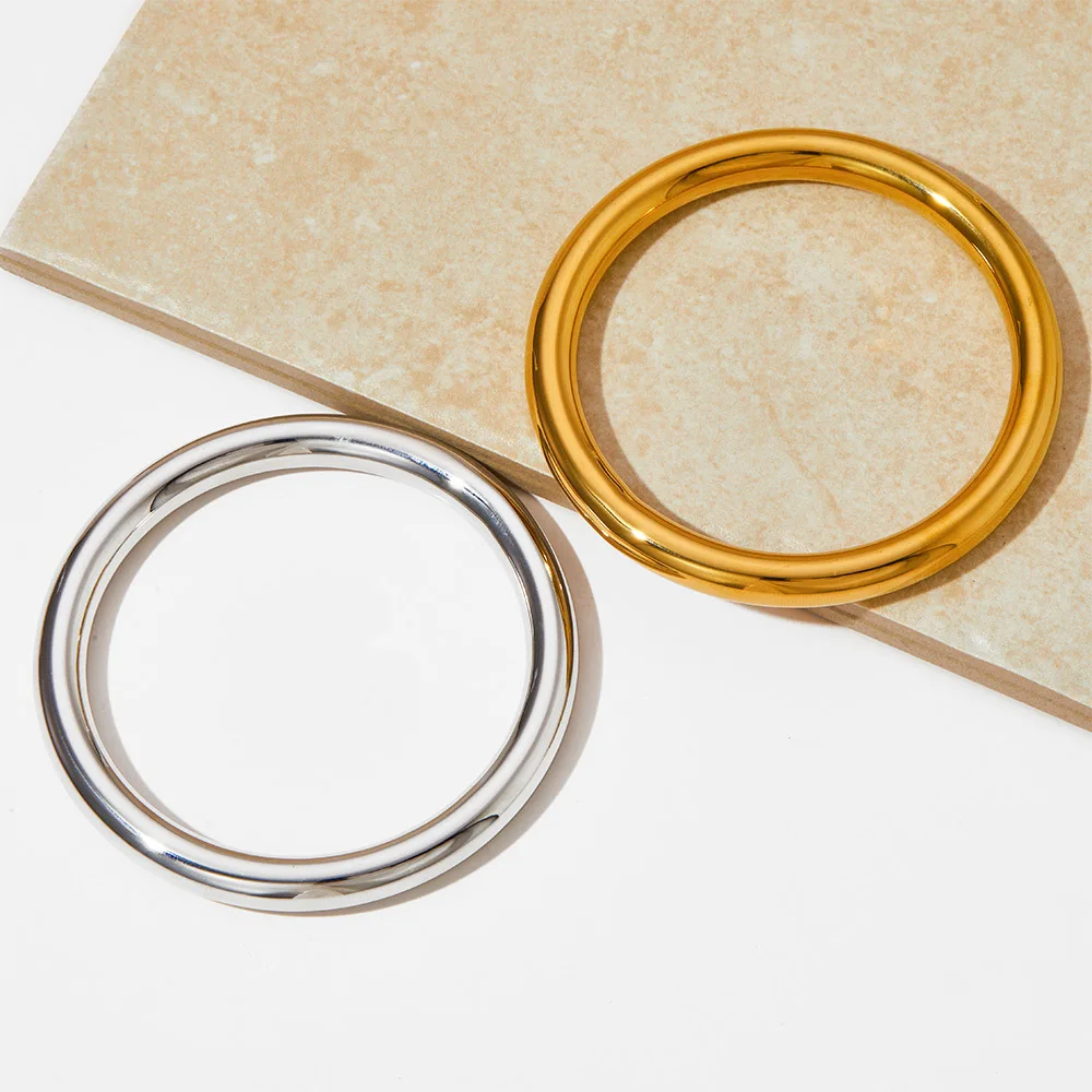 GHIDBK модный браслет из нержавеющей стали для женщин панк глянцевый полый гладкий