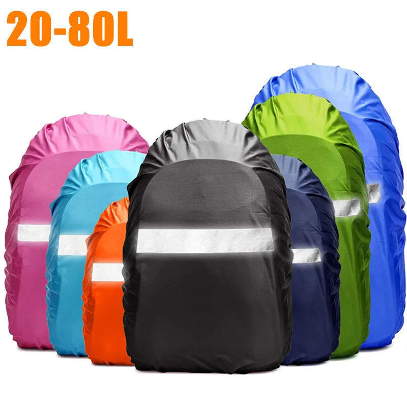 

20-80L Hi-Visibility Backpack Rain Cover with Reflective Strip 100% Waterproof Ultralight Backpack Cover for Hiking Camping